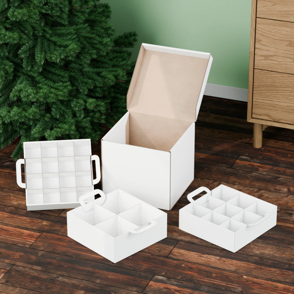 Max-Box ohne Kugeln darstellt - unsere Sortierbox für Weihnachtskugeln von 6 bis 10 cm