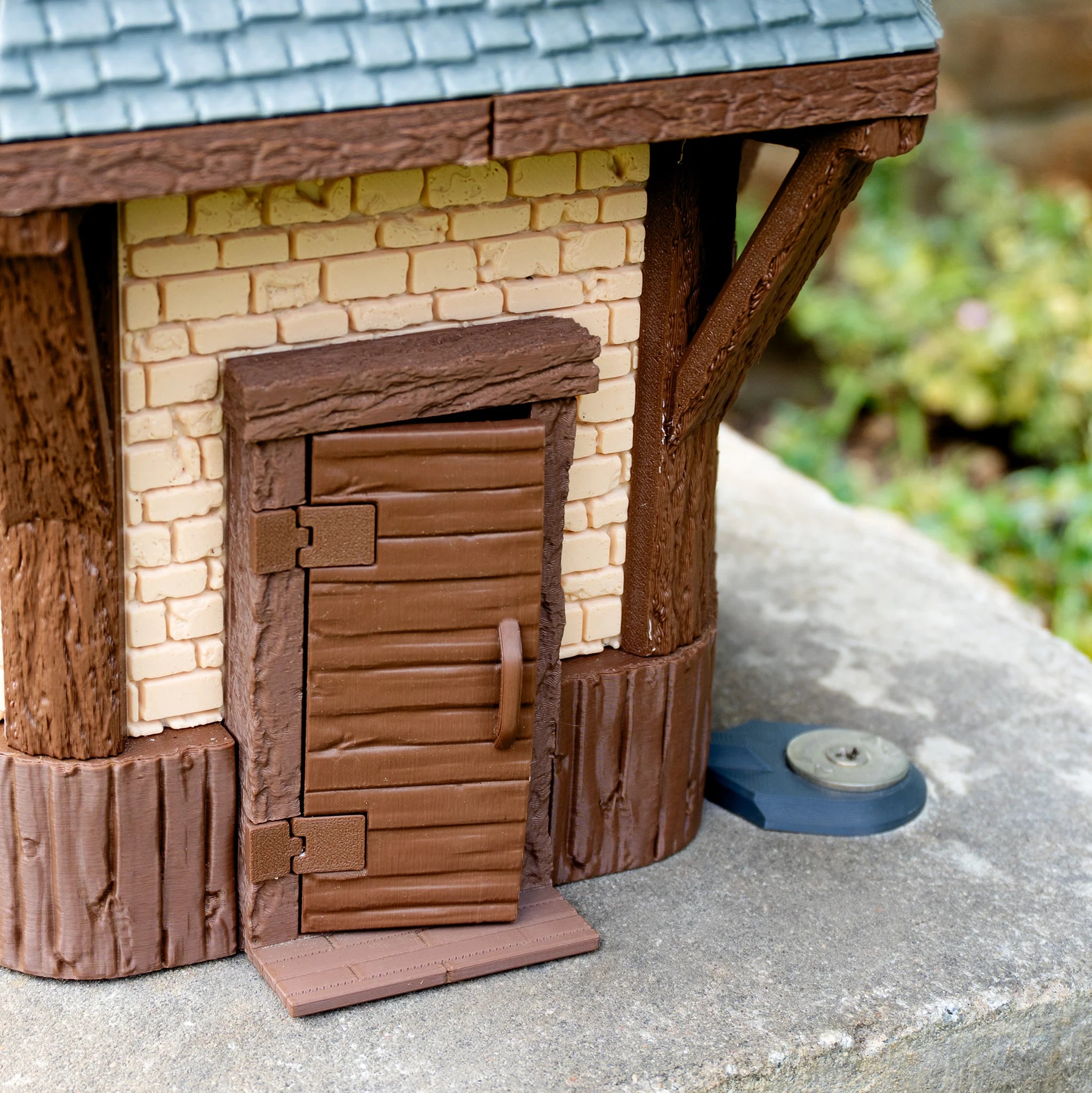 Jutland Mill Colding 3D-Druckmodell - Miniaturgebäude mit Backsteinwand, Holztür und Schieferdach