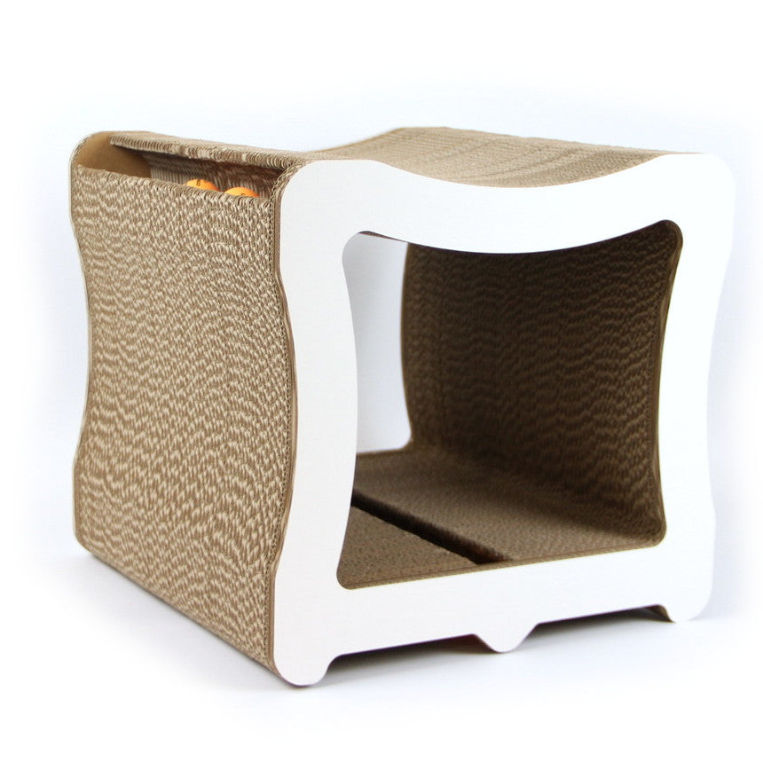 Katzenhöhle mit gewölbter Liegefläche - Kratzmöbel und Aussichtspunkt