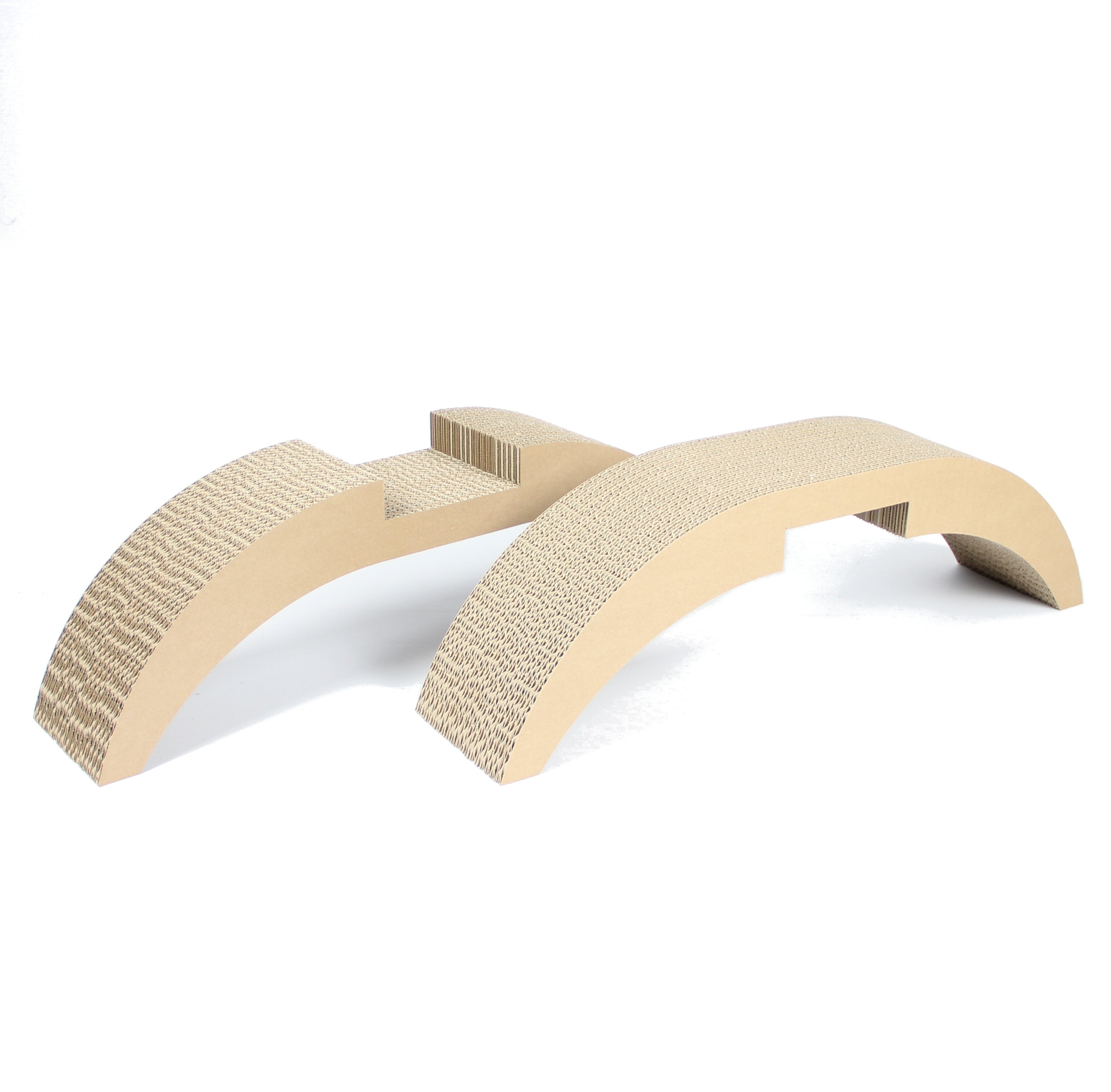 Katzenkreuz Seitenansicht - drehbares Kratzmöbel aus Wellpappe