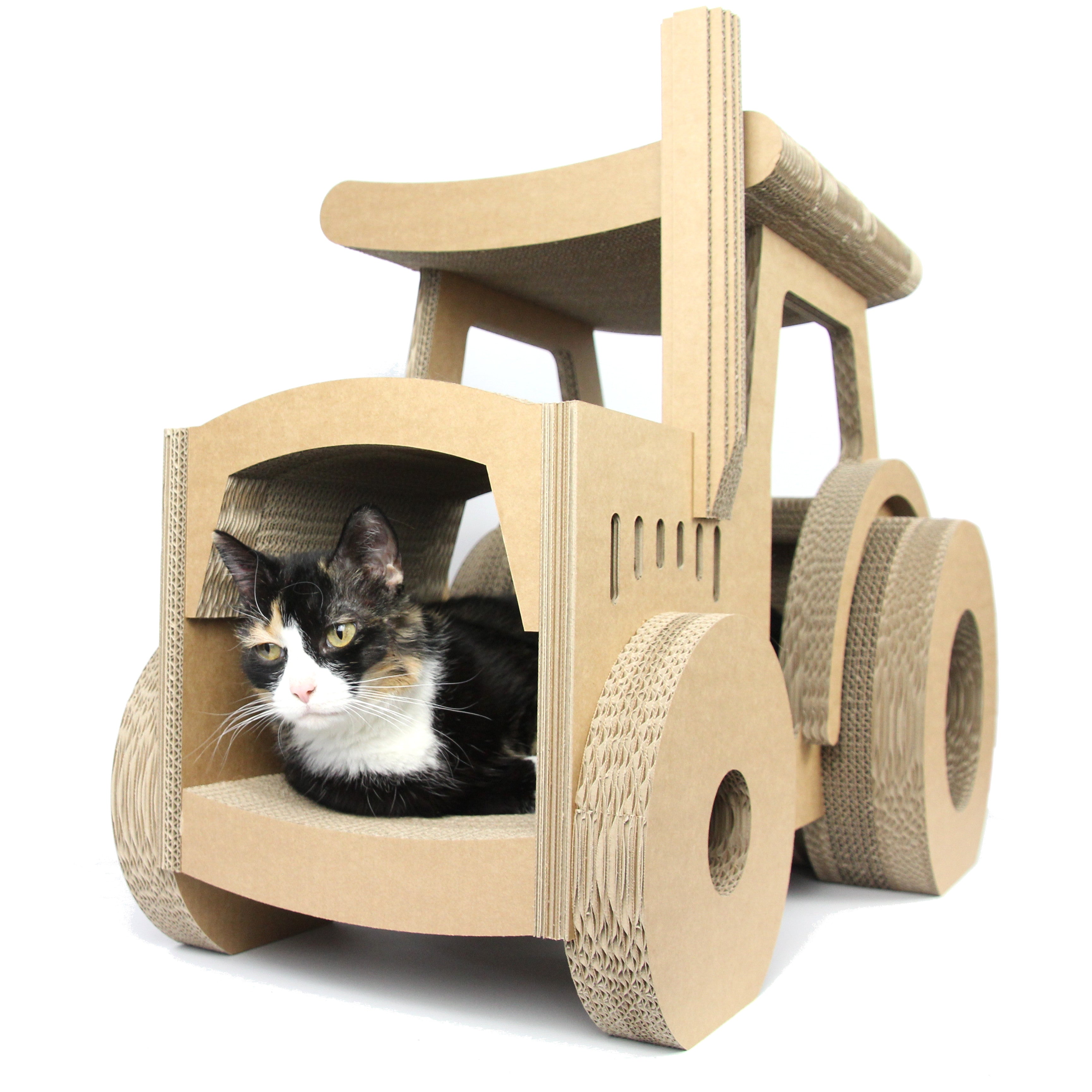 Katzentraktor Detailansicht - stabiles Kratzmöbel aus Wellpappe