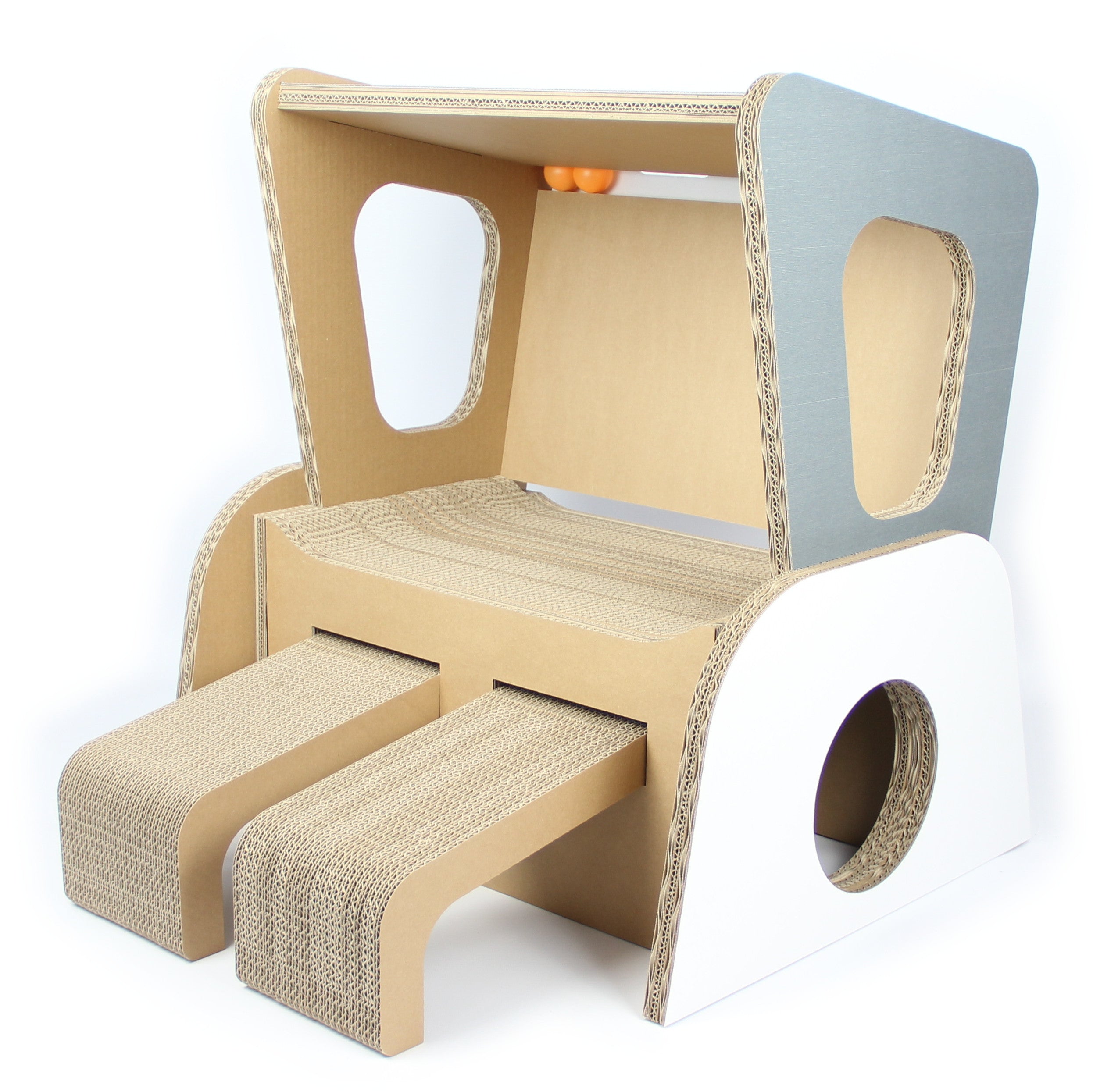 Katzenstrandkorb Frontansicht - modernes Katzenmöbel für Wohnzimmer