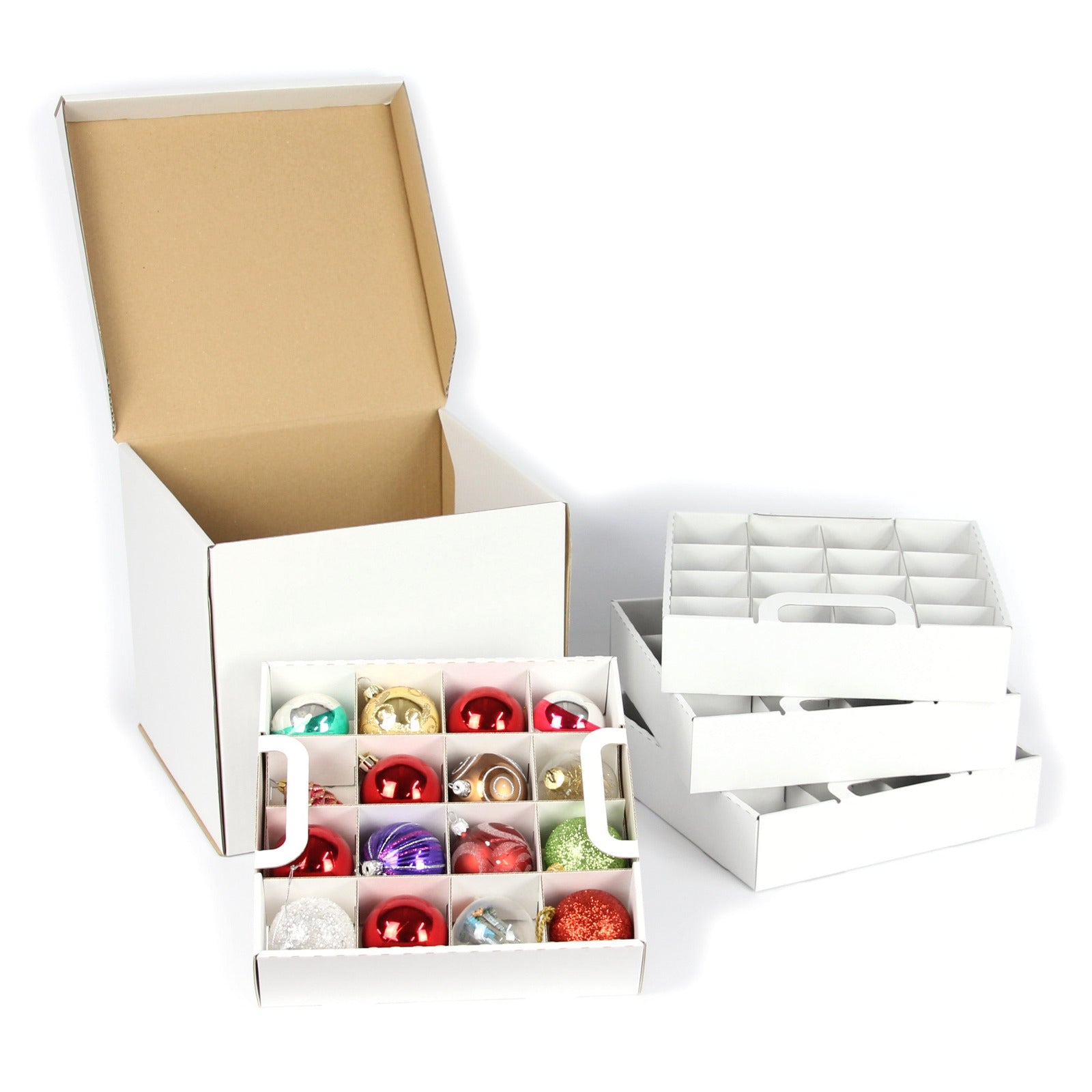 Sortierbox für Weihnachtskugeln auf 4 Ebenen - dargestellte Kugeln sind nur zur Veranschaulichung