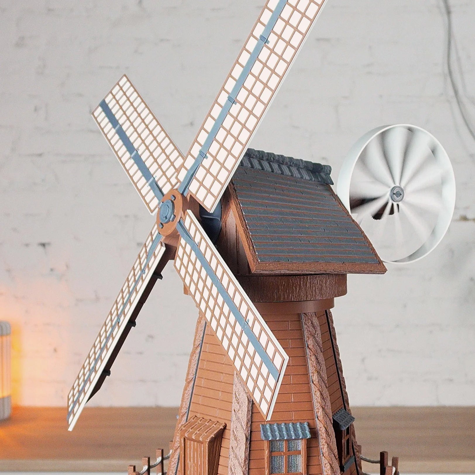 Jutland Mill Aarhus 3D-Druckmodell - detaillierte Miniaturwindmühle mit Flügeln und Zubehör