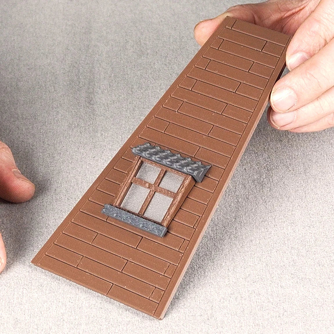 Jutland Mill Aarhus 3D-Druckmodell mit Backsteinstruktur und Fensterdetails in Nahaufnahme