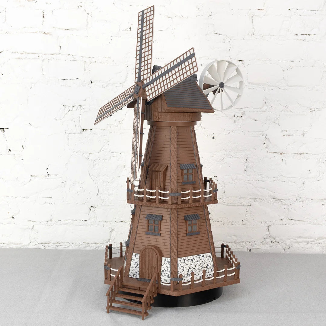 Jutland Mill Aarhus 3D-Druck Modellbausatz - Holzwindmühle mit beweglichen Flügeln