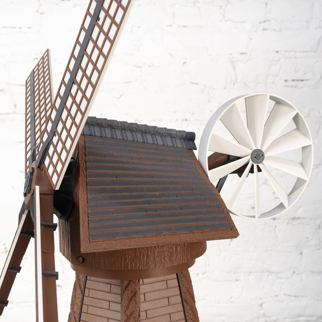 Jutland Mill Aarhus 3D-Druckmodell mit Windflügeln und Gitterwerk vor weißem Hintergrund