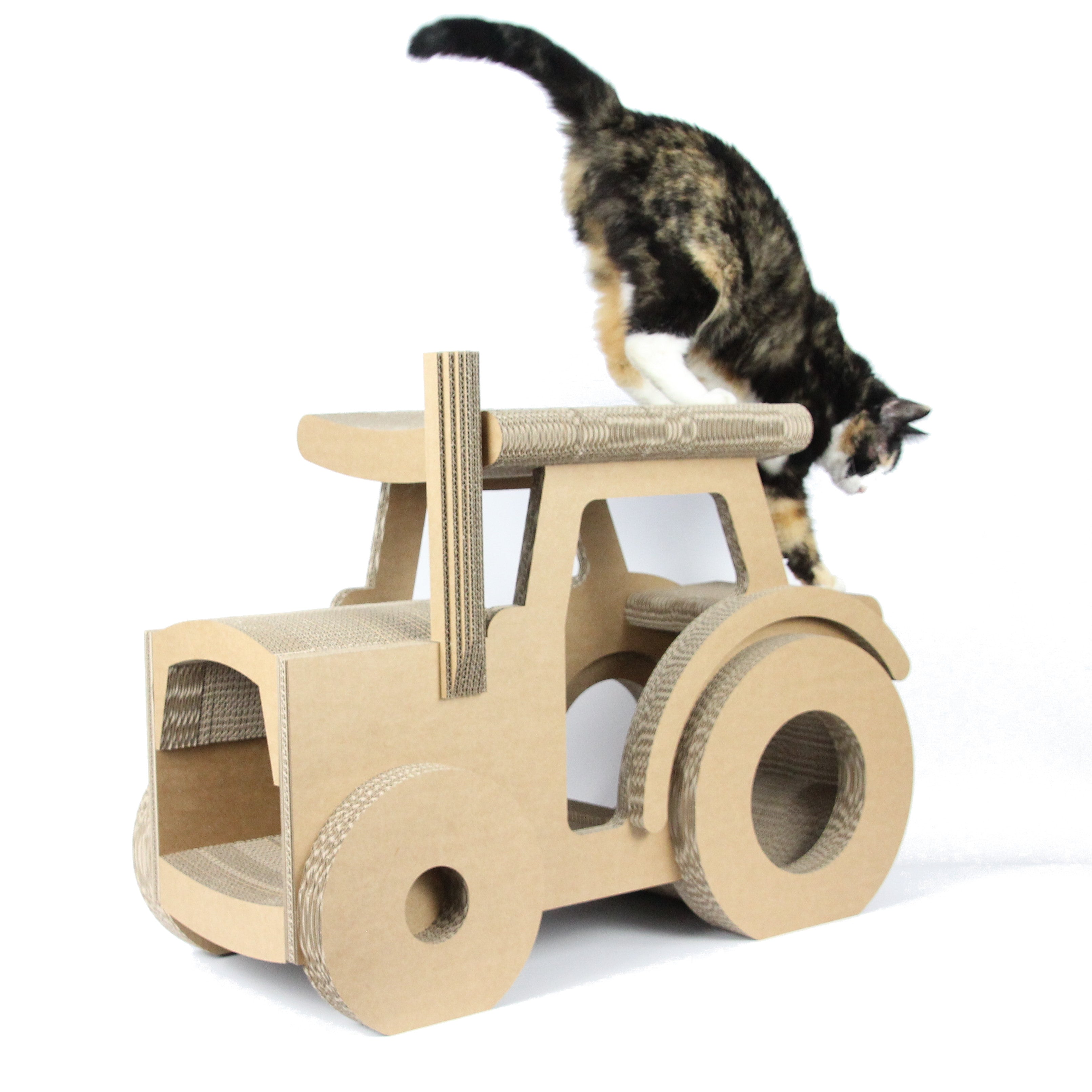 Katzentraktor Frontansicht - dekoratives Katzenmöbel im Traktor-Design